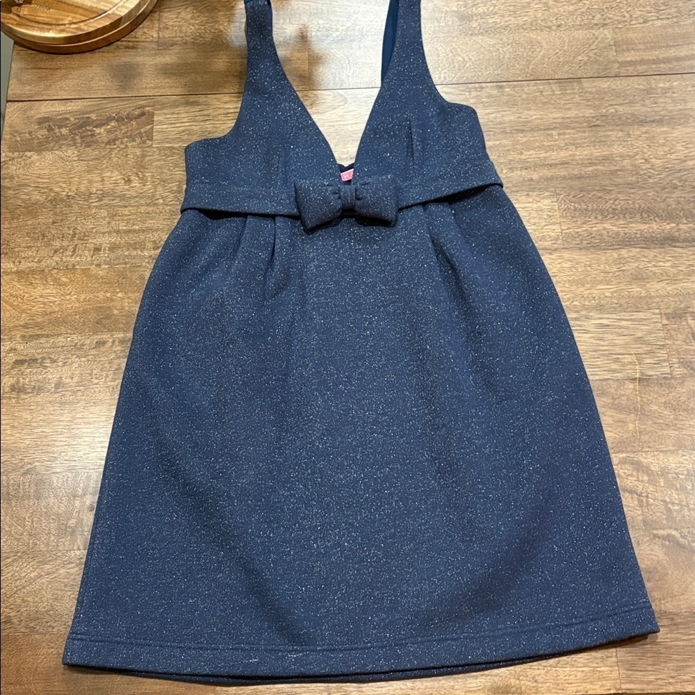 Manoush Mini Dress Navy blue Sparkles, Bow, Pockets size 6